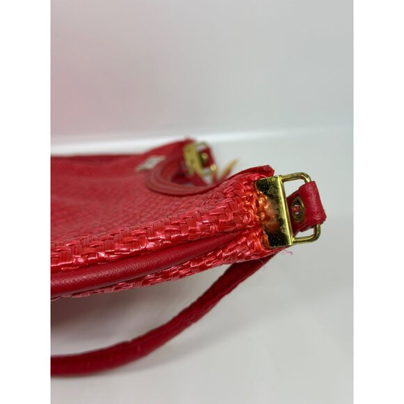 VTG Bob & Alice Women Red Woven Shoulder Bag Gold Accents Zipper Closure Stylish - Picture 9 of 10